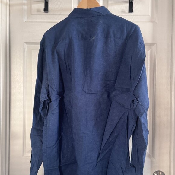 Onia L/S Men's Button-down Linen Shirt in French Blue, XL - Picture 3 of 4